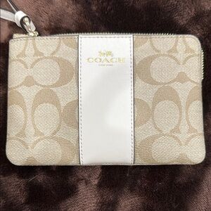 Coach Beige and White Wristlet